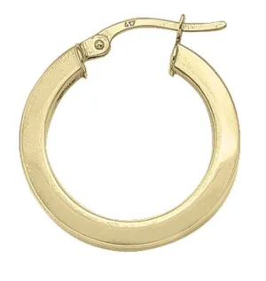 10K Yellow Gold 2.5mm Square Tube Medium Hoops