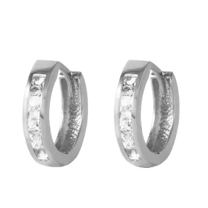 1.1 Carat 14K Solid White Gold Cubic Zirconia Hoop Earrings