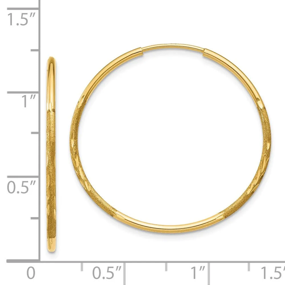 1.25mm, 14k Gold, Diamond-cut Endless Hoops, 28mm (1 1/10 Inch)