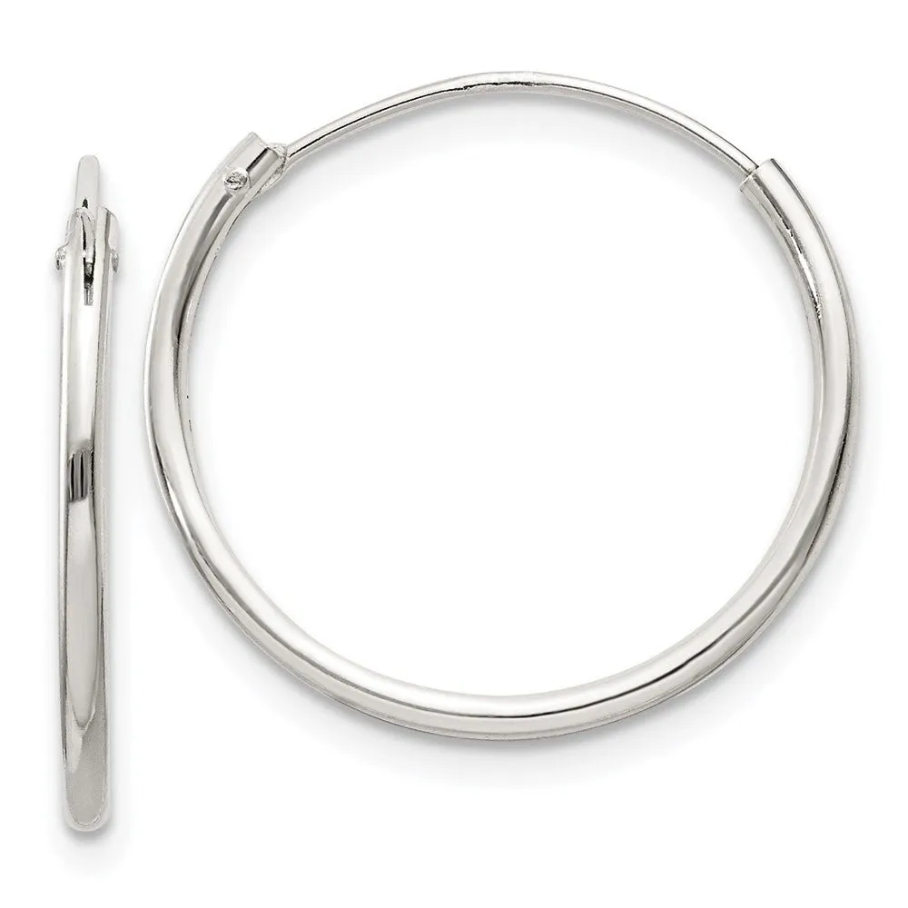 1.3mm, Sterling Silver, Endless Hoop Earrings - 19mm (3/4 Inch)