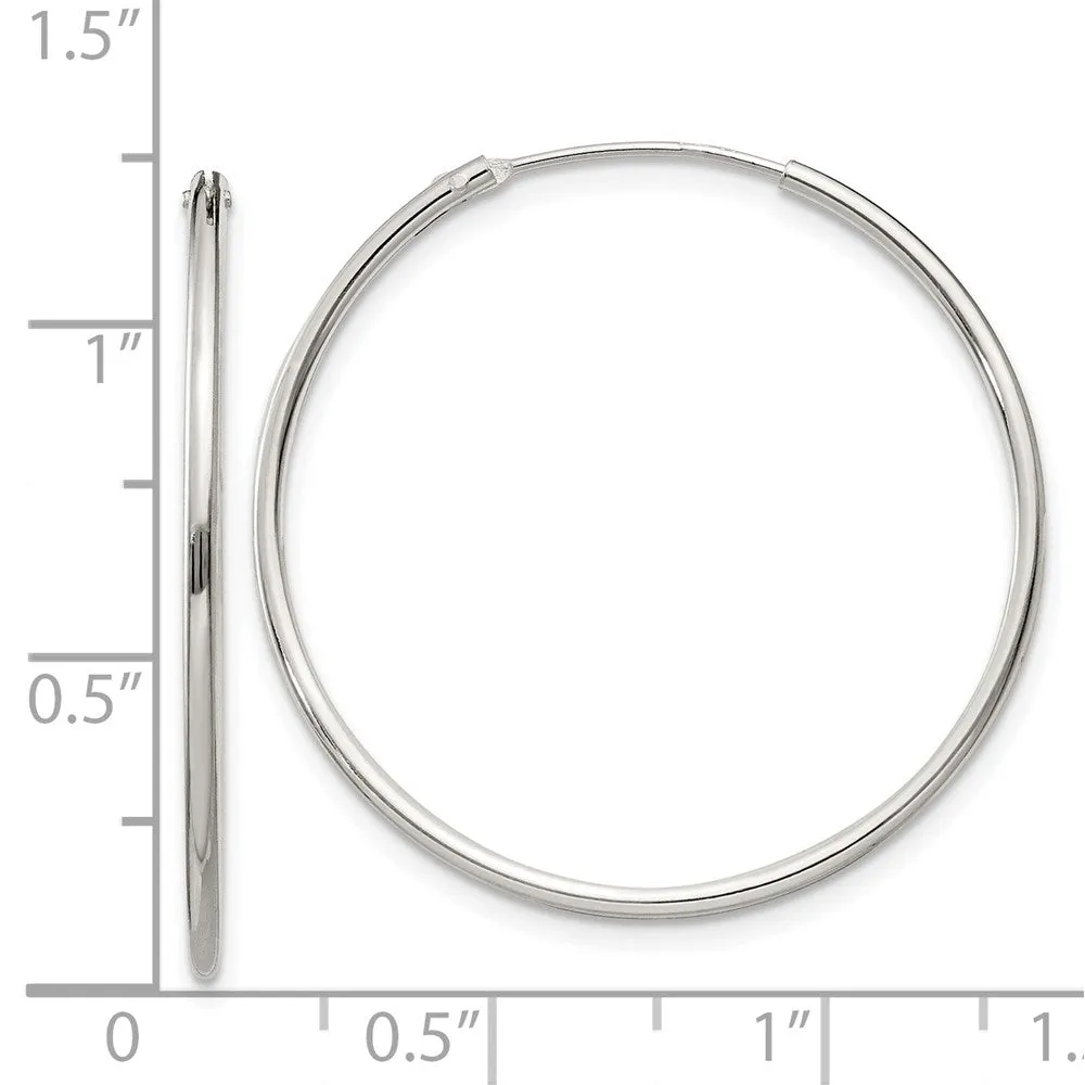 1.3mm, Sterling Silver, Endless Hoop Earrings - 30mm (1 1/8 Inch)