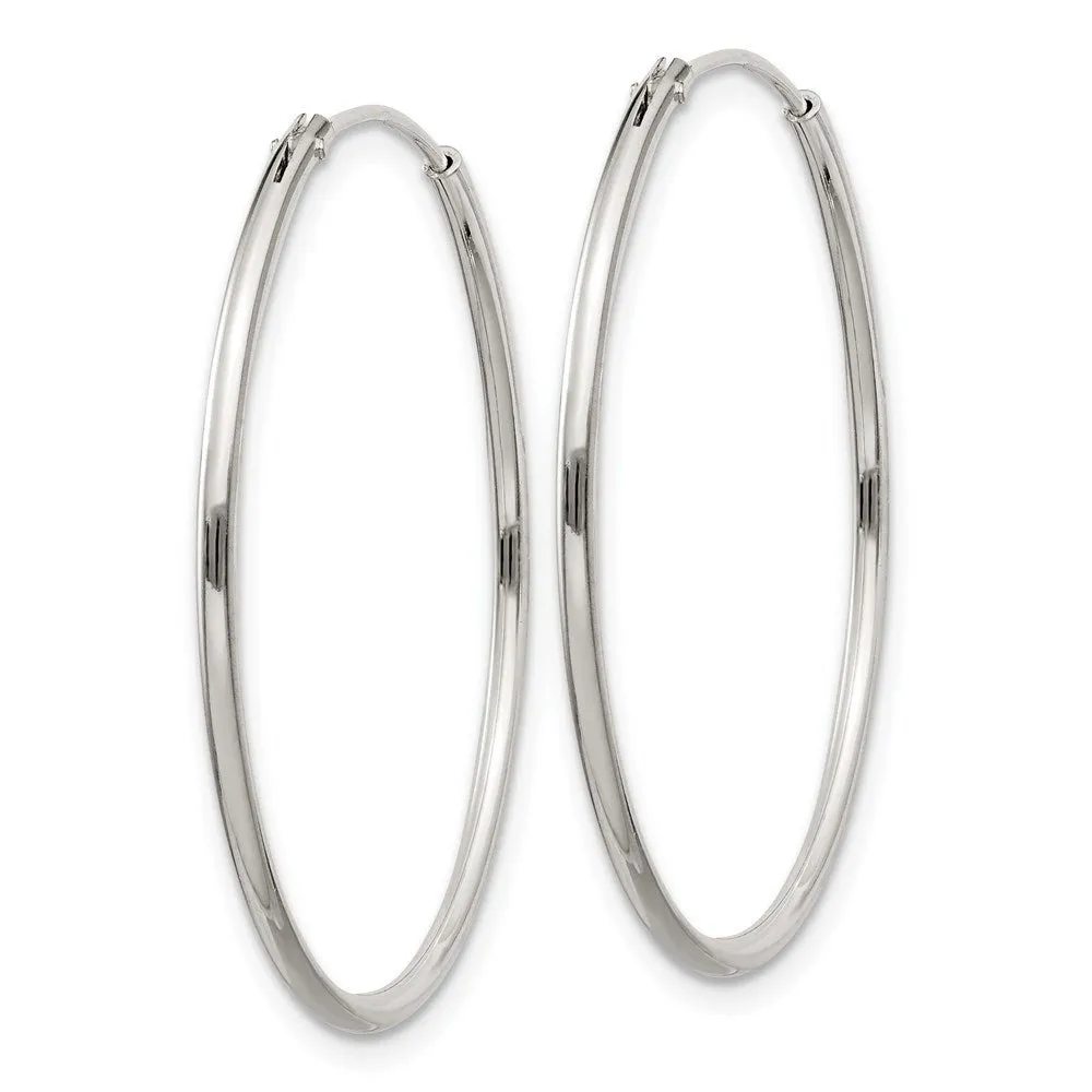 1.3mm, Sterling Silver, Endless Hoop Earrings - 30mm (1 1/8 Inch)