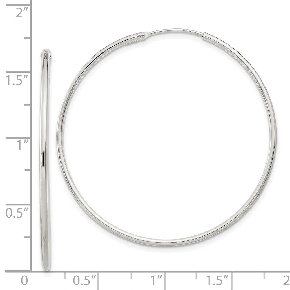 1.3mm, Sterling Silver, Endless Hoop Earrings - 40mm (1 1/2 Inch)