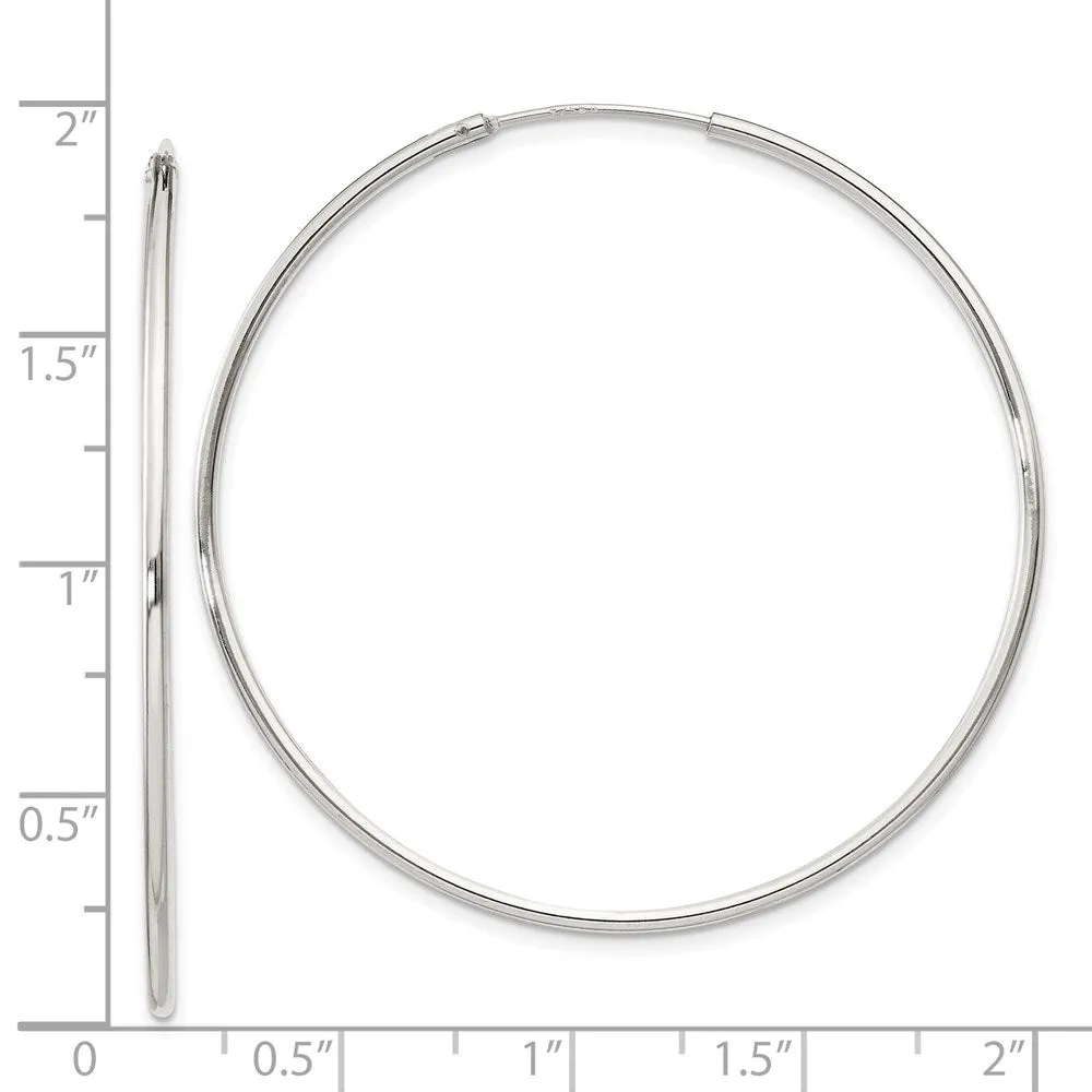 1.3mm, Sterling Silver, Endless Hoop Earrings - 45mm (1 3/4 Inch)