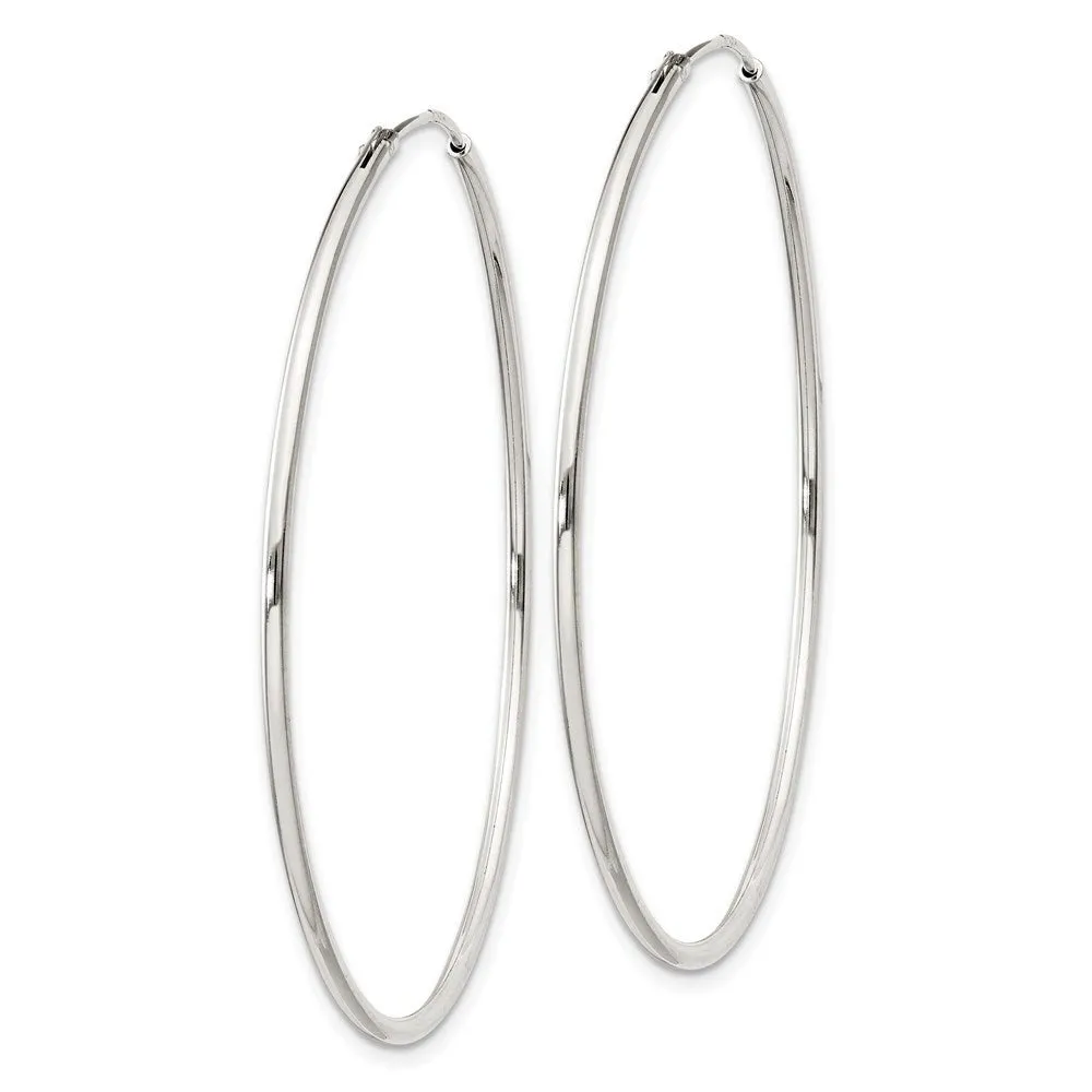 1.3mm, Sterling Silver, Endless Hoop Earrings - 45mm (1 3/4 Inch)