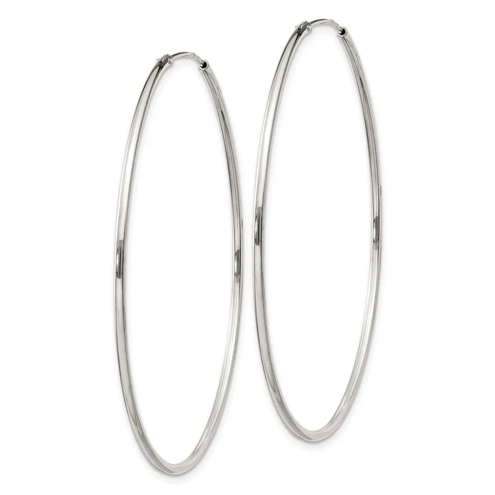 1.3mm, Sterling Silver, Endless Hoop Earrings - 50mm (1 7/8 Inch)