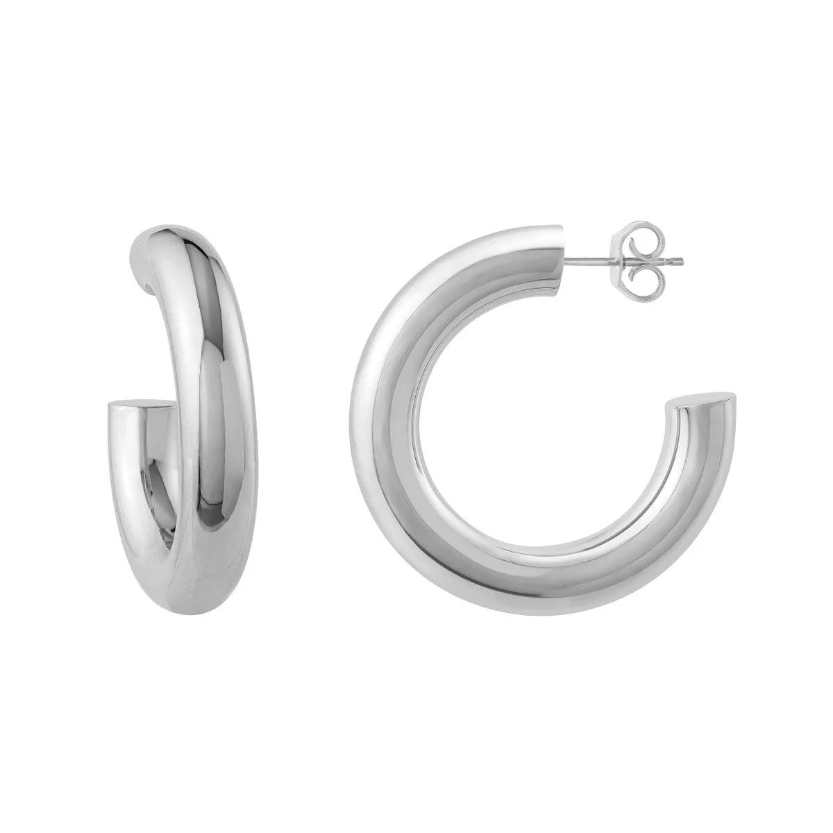 14K Gold 6.00mm x 30.00mm Polished Open Hoop Earrings