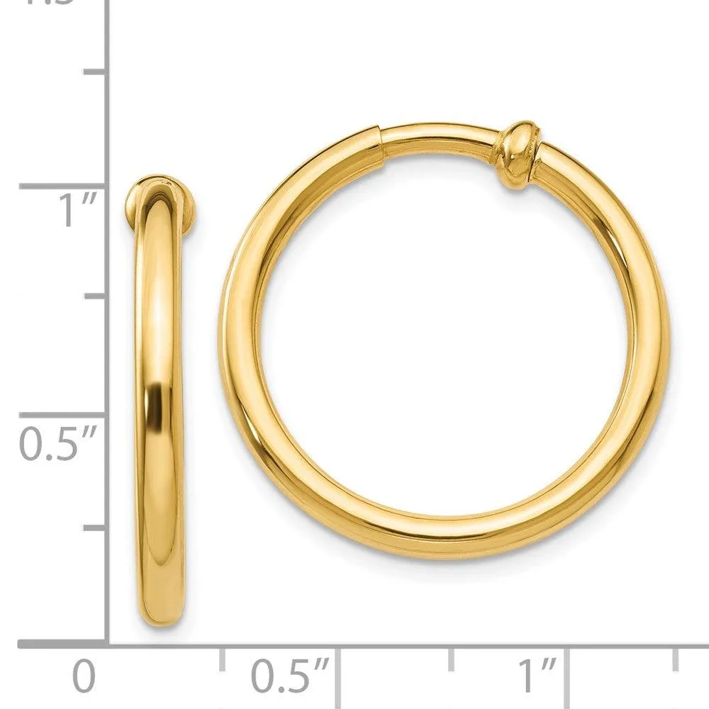 14k Non-Pierced Hoops Earrings