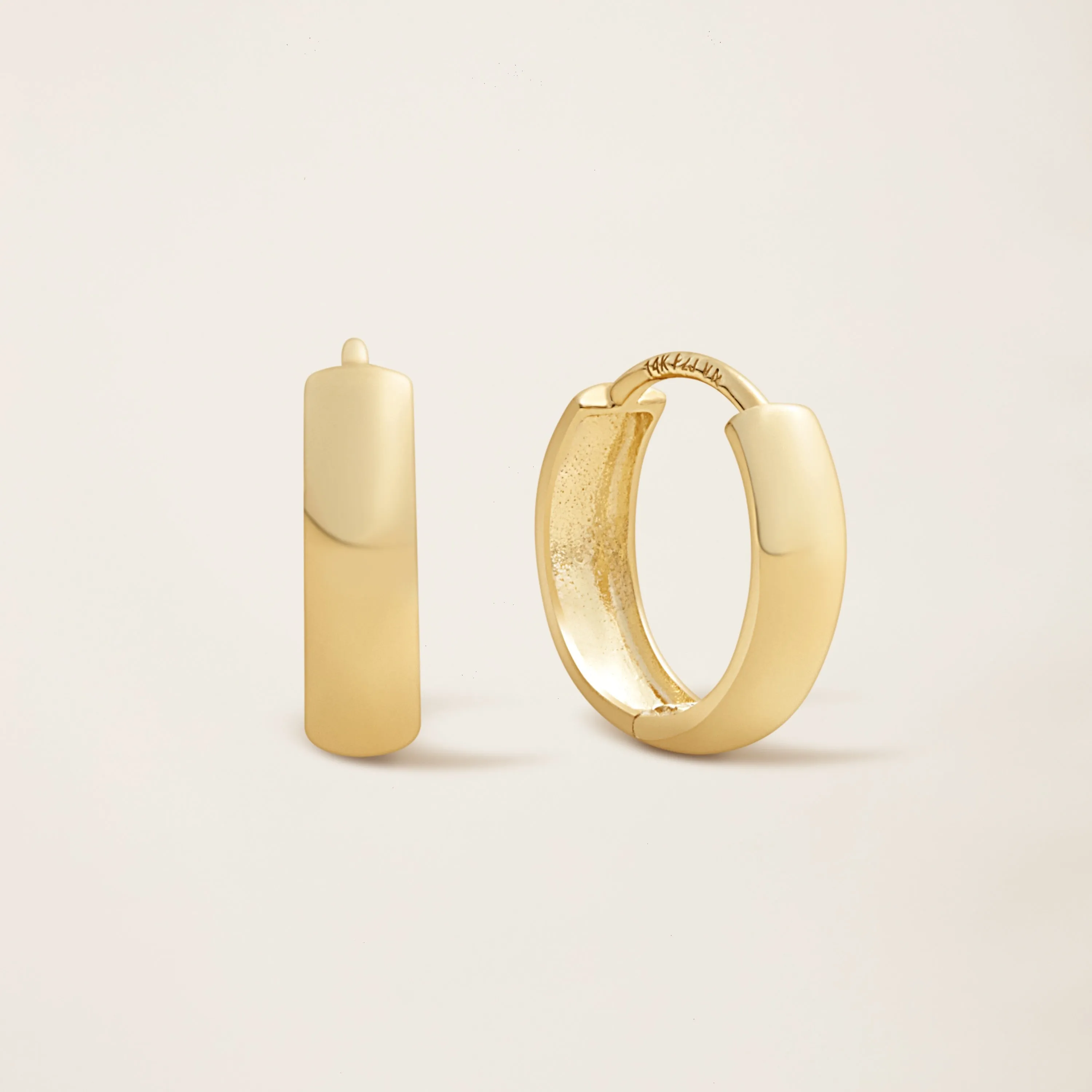 14k Solid Gold Bold Huggie Hoops