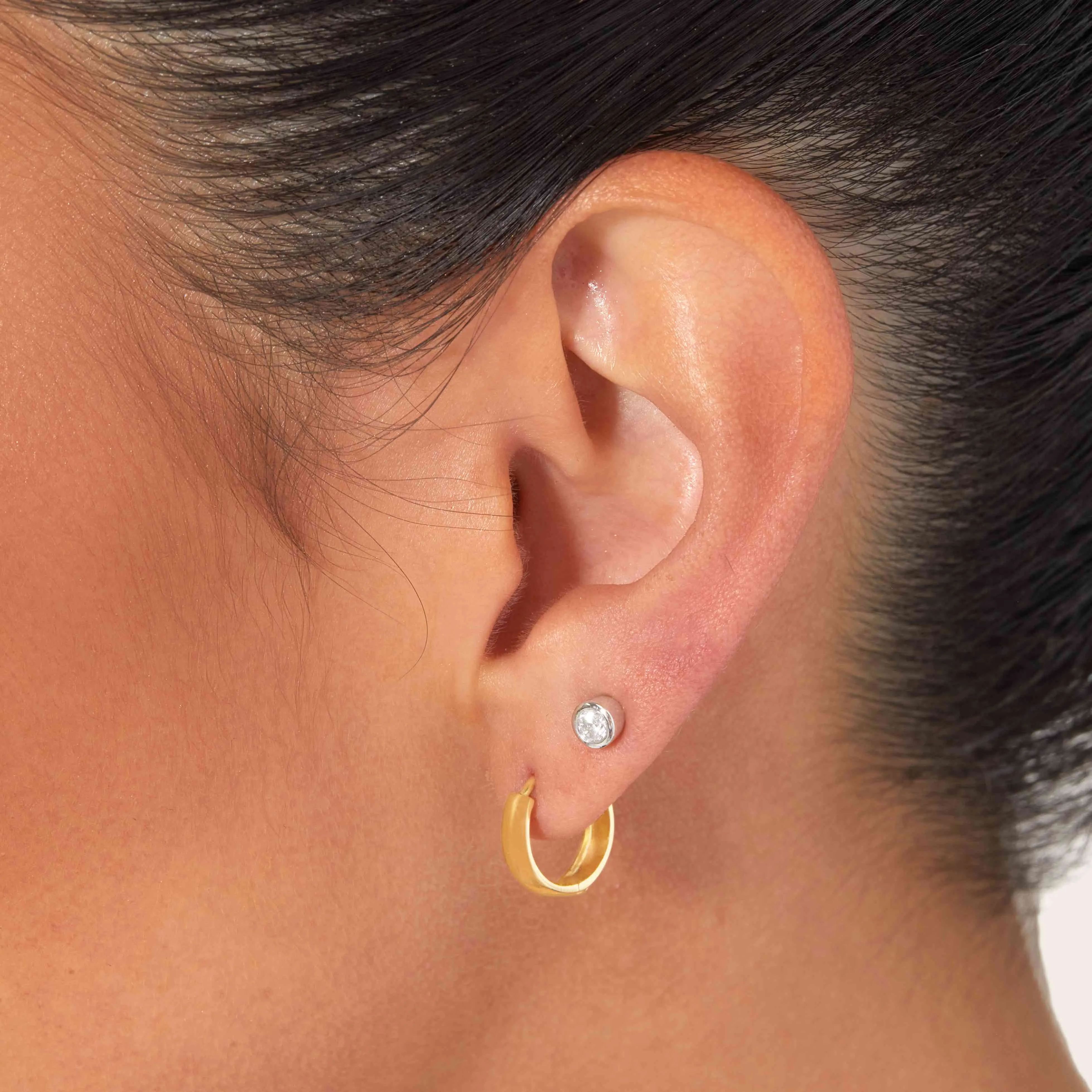 14k Solid Gold Bold Huggie Hoops