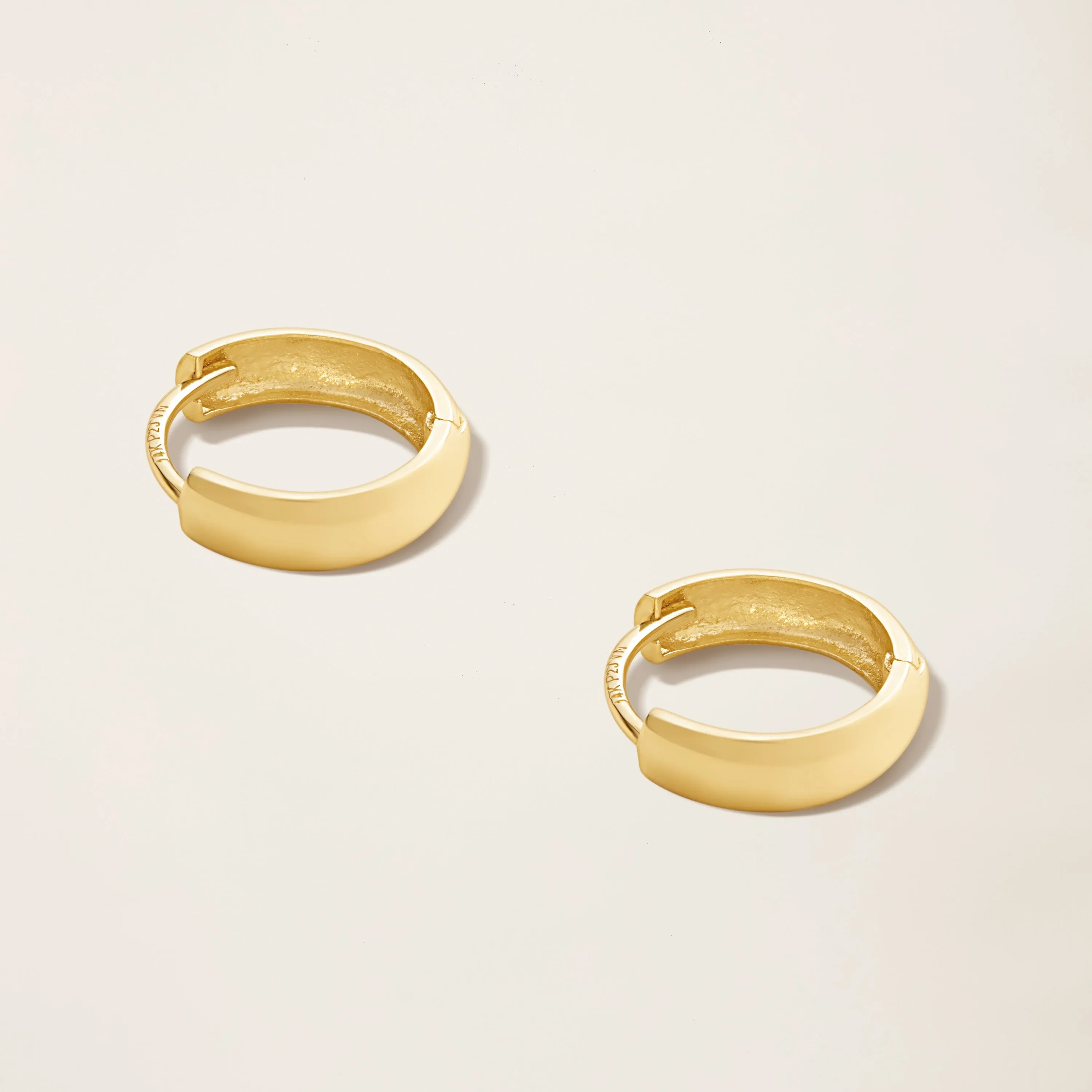 14k Solid Gold Bold Huggie Hoops