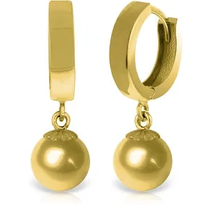 14K Solid Yellow Gold Balldrop Dangling Earrings