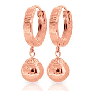 14K Solid Yellow Gold Balldrop Dangling Earrings