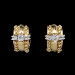 14K Two-tone Gold Estate Diamond Hoops