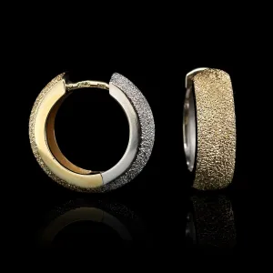 14K Two-tone Gold Estate Textured Hoops