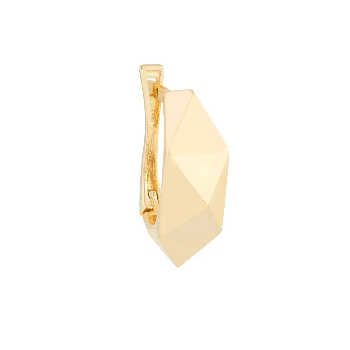 14K Yellow Gold Geometric Dome Earrings