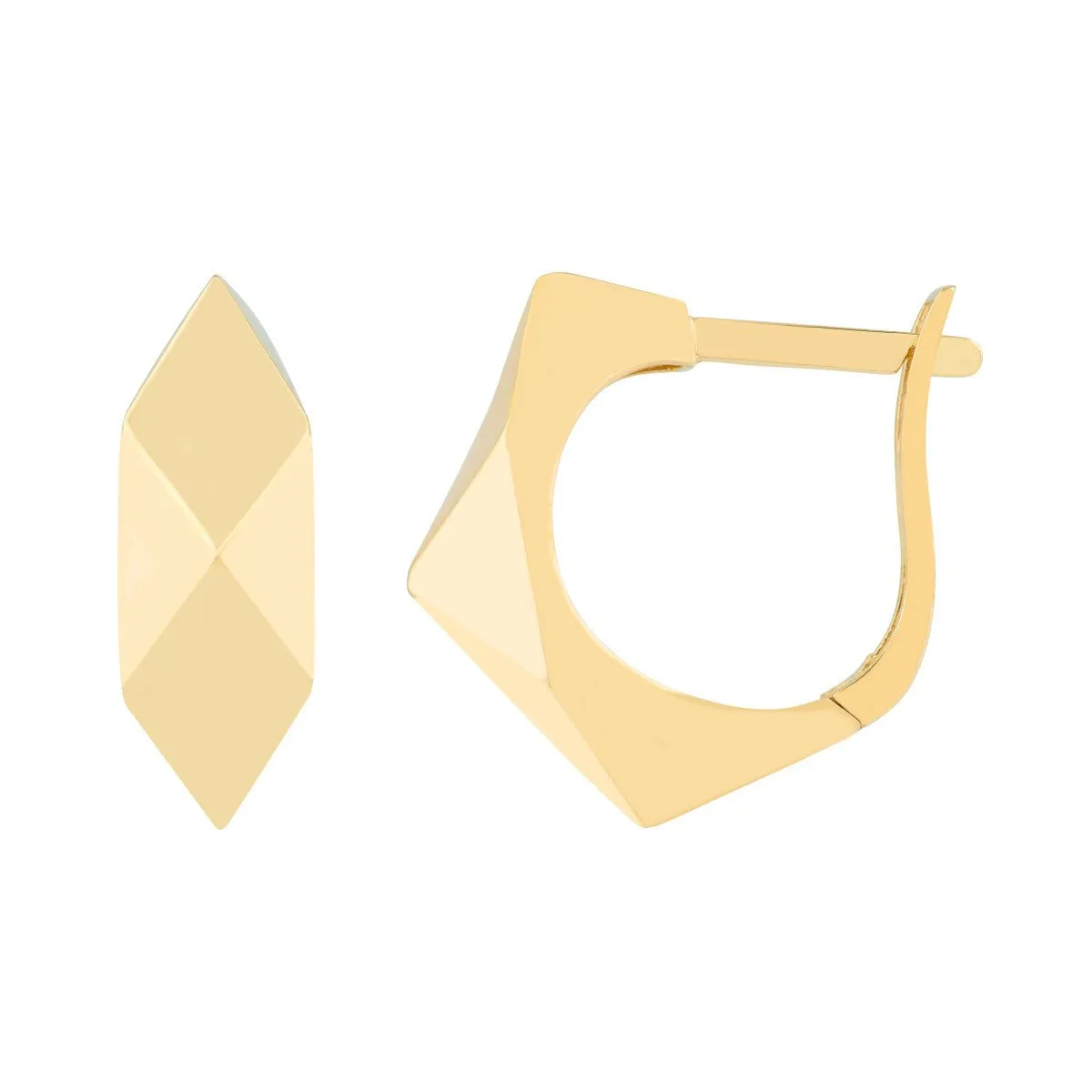 14K Yellow Gold Geometric Dome Earrings