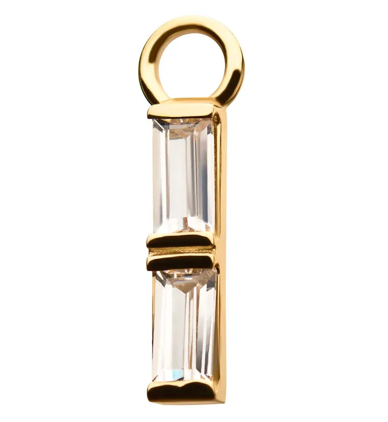 14kt Gold Baguette Bar CZ Charm