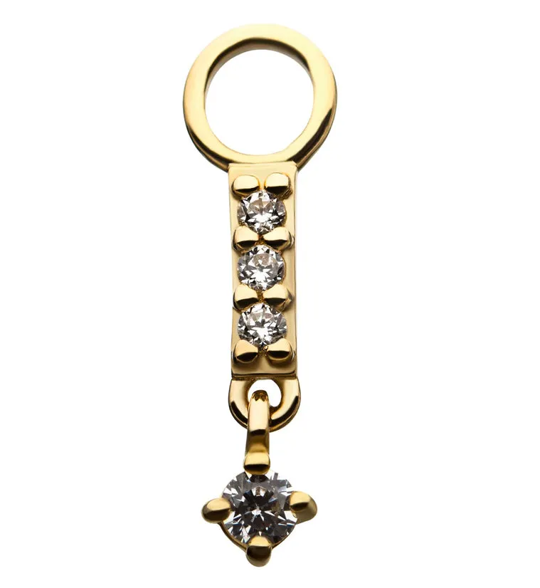 14kt Gold Bar Dangle CZ Charm