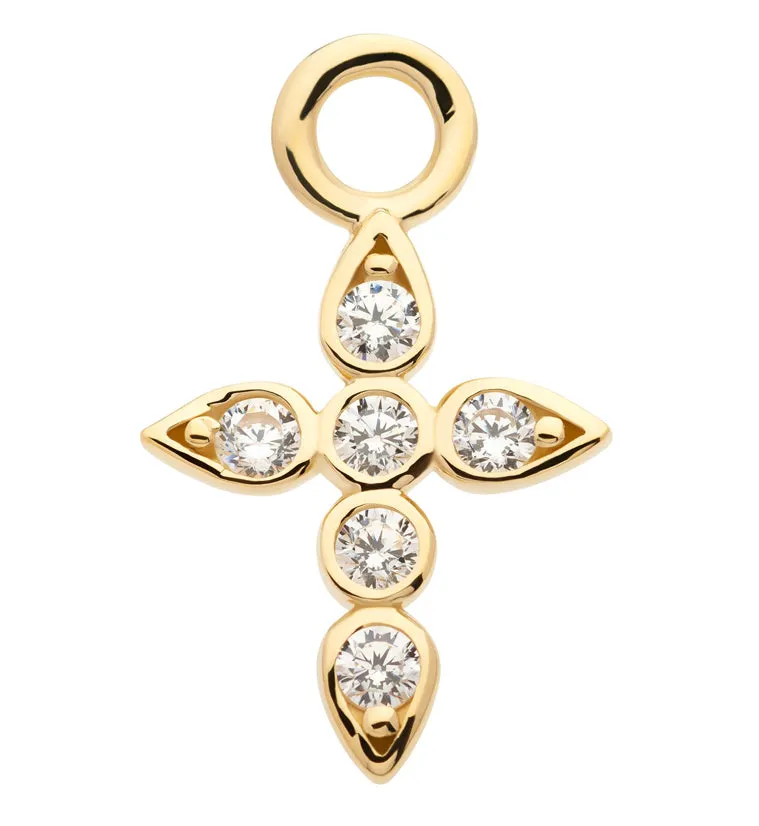 14kt Gold Bezel CZ Cross Charm