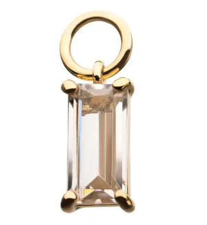 14kt Gold Dangle Baguette CZ Charm