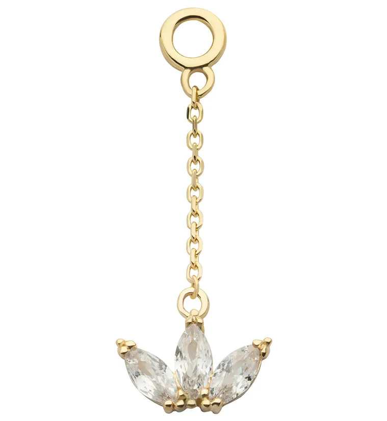 14kt Gold Empress Clear CZ Dangle Chain Charm