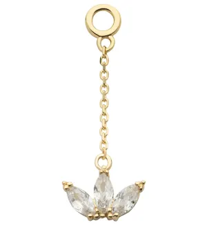 14kt Gold Empress Clear CZ Dangle Chain Charm