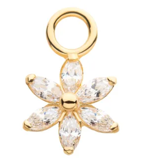 14kt Gold Flower Clear CZ Charm