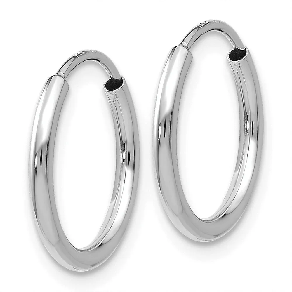 1.5mm, 14k White Gold Endless Hoop Earrings, 13mm (1/2 Inch)