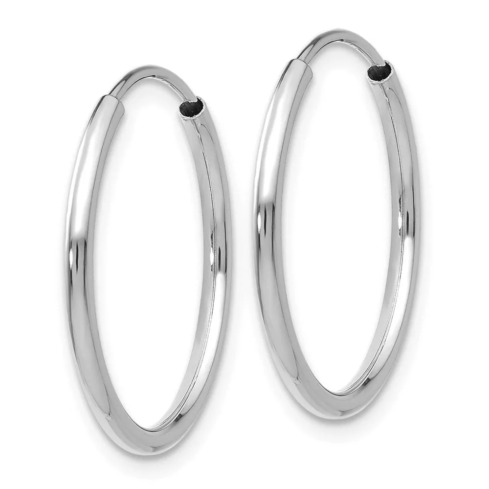 1.5mm, 14k White Gold Endless Hoop Earrings, 20mm (3/4 Inch)