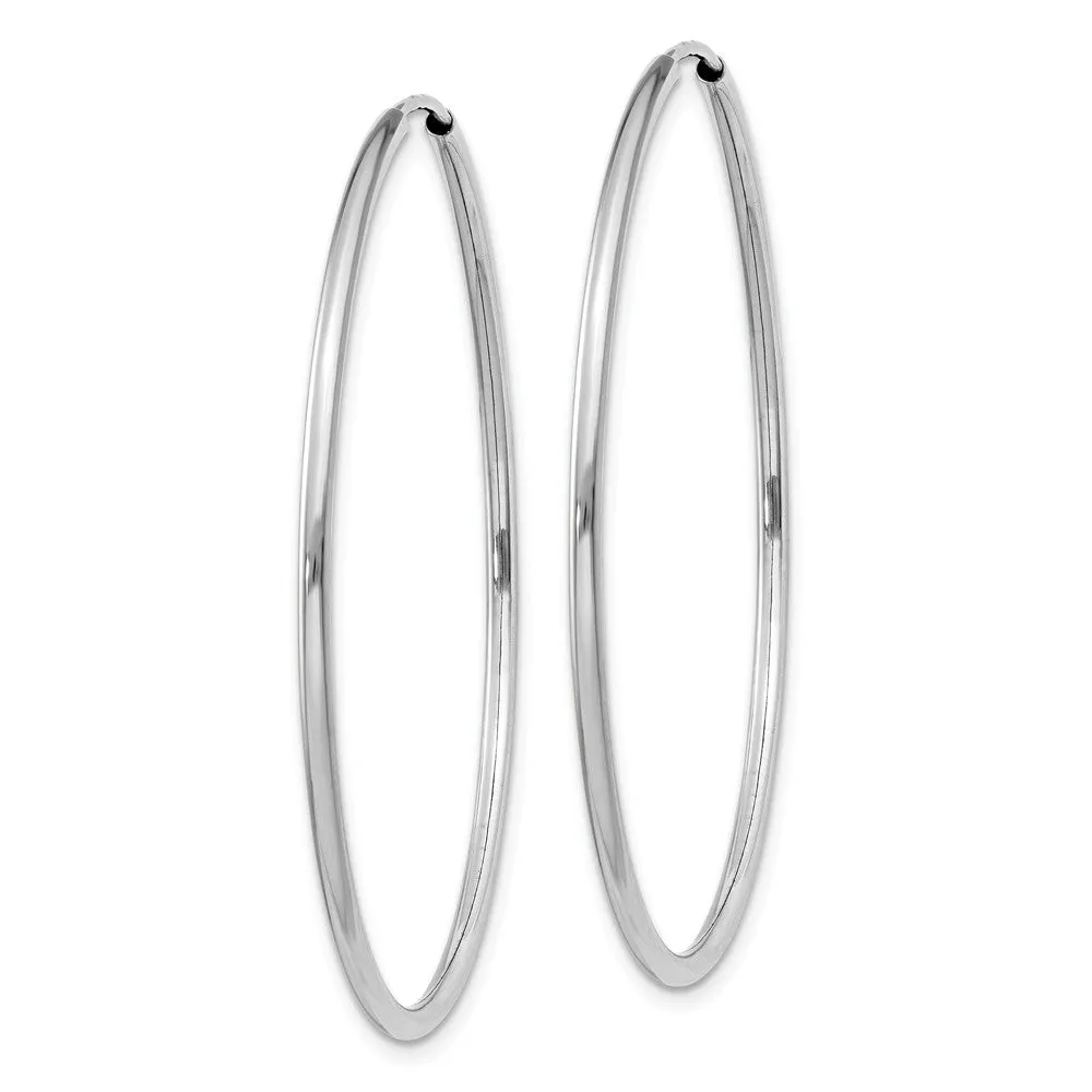 1.5mm, 14k White Gold Endless Hoop Earrings, 40mm (1 1/2 Inch)