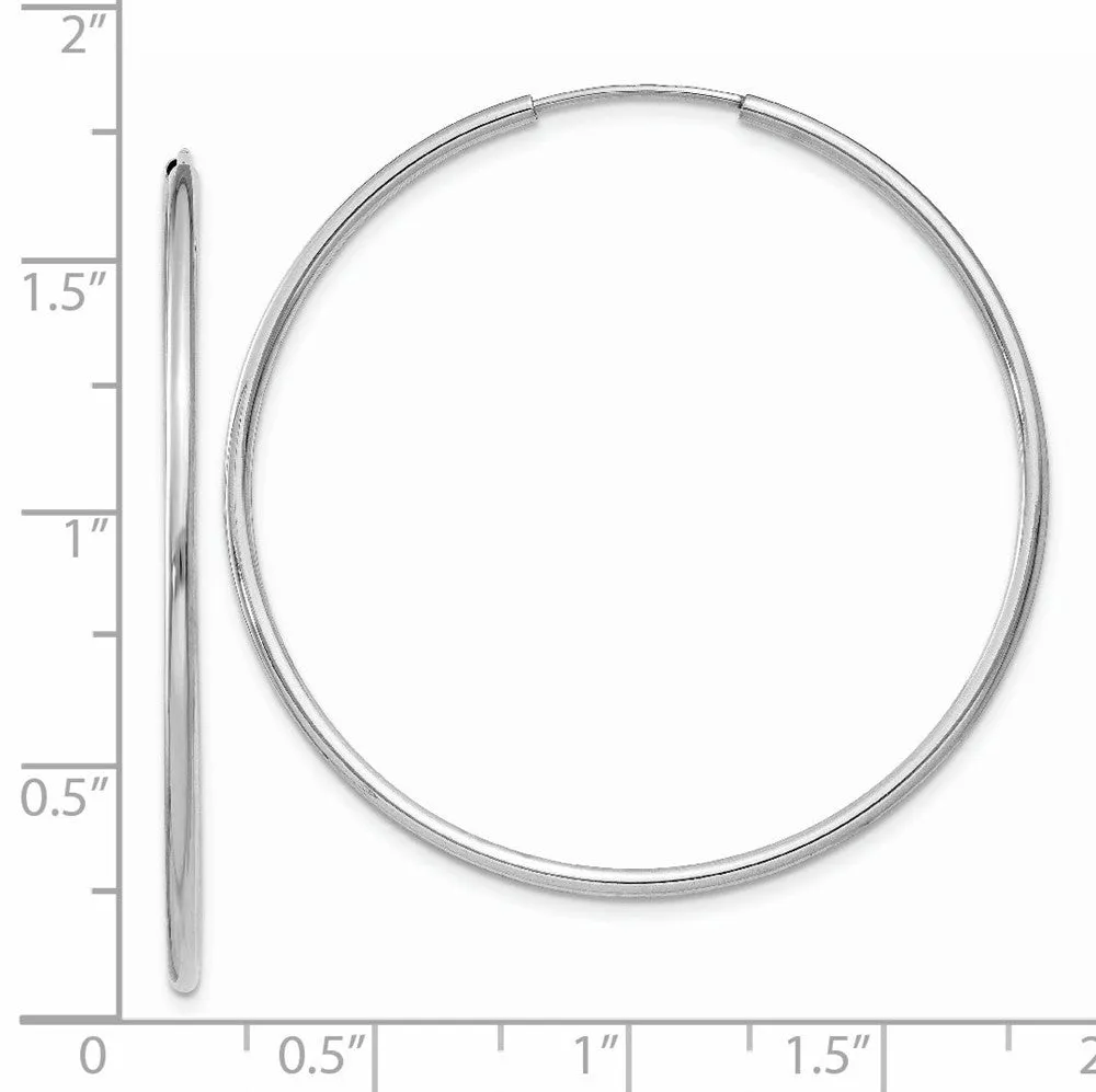 1.5mm, 14k White Gold Endless Hoop Earrings, 40mm (1 1/2 Inch)