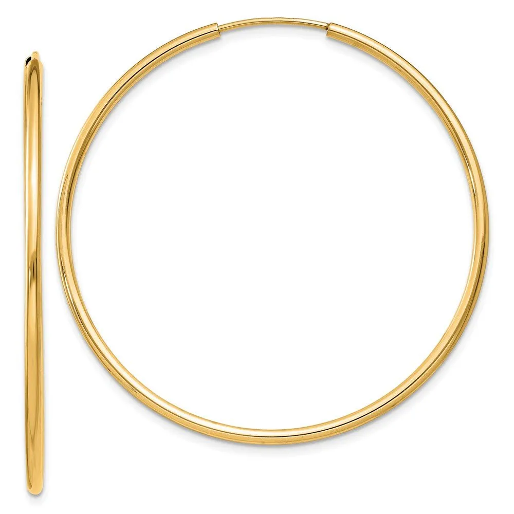 1.5mm x 42mm 14k Yellow Gold Polished Round Endless Hoop Earrings