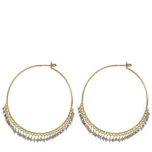 18K Gold Large Grey Diamond Endless Hoop Earrings