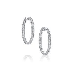 18kt White Gold 2.50ctw Diamond Inside Out Hoop Earrings