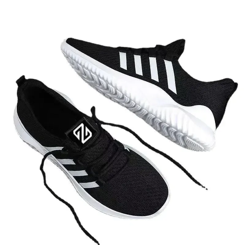 2024 Men Men's Vulcanize Shoes Air Mesh Breathable Comfortable Jogging Trainer Shoes Outdoor Walking Black Sneakers Casual Shoes