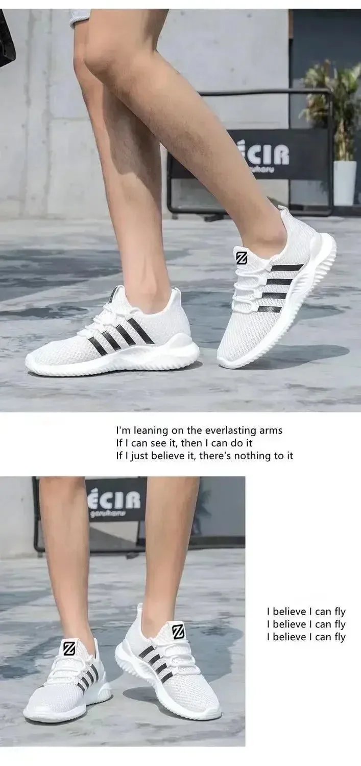 2024 Men Men's Vulcanize Shoes Air Mesh Breathable Comfortable Jogging Trainer Shoes Outdoor Walking Black Sneakers Casual Shoes