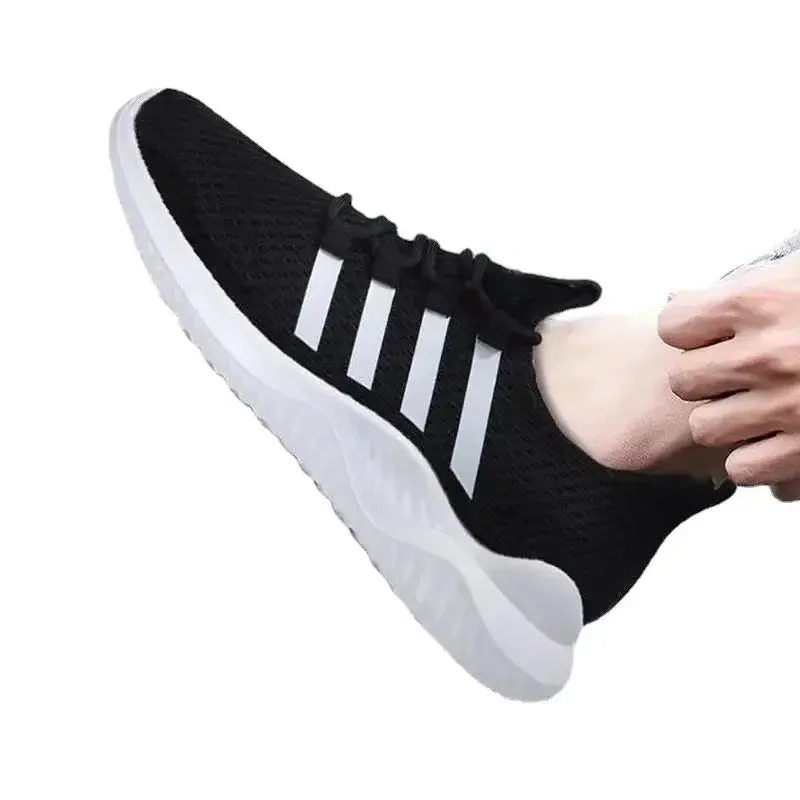 2024 Men Men's Vulcanize Shoes Air Mesh Breathable Comfortable Jogging Trainer Shoes Outdoor Walking Black Sneakers Casual Shoes