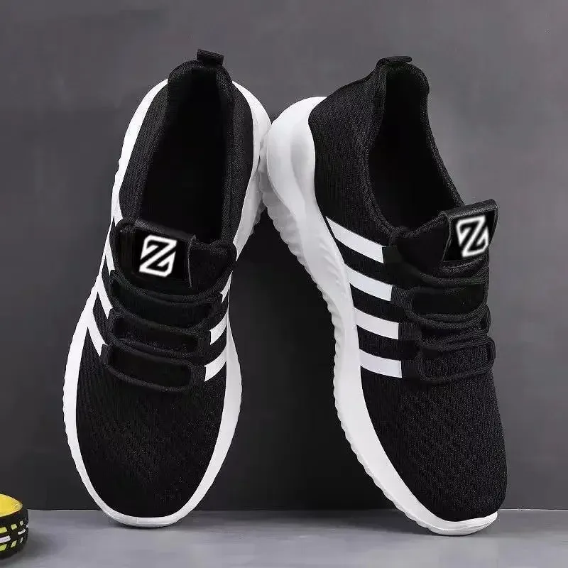 2024 Men Men's Vulcanize Shoes Air Mesh Breathable Comfortable Jogging Trainer Shoes Outdoor Walking Black Sneakers Casual Shoes