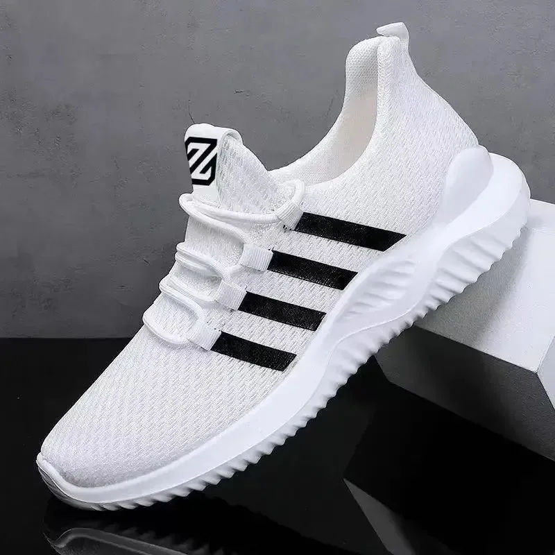 2024 Men Men's Vulcanize Shoes Air Mesh Breathable Comfortable Jogging Trainer Shoes Outdoor Walking Black Sneakers Casual Shoes