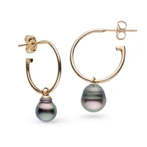 8.0-9.0 mm Tahitian Baroque Pearl Charm Hoop Earrings