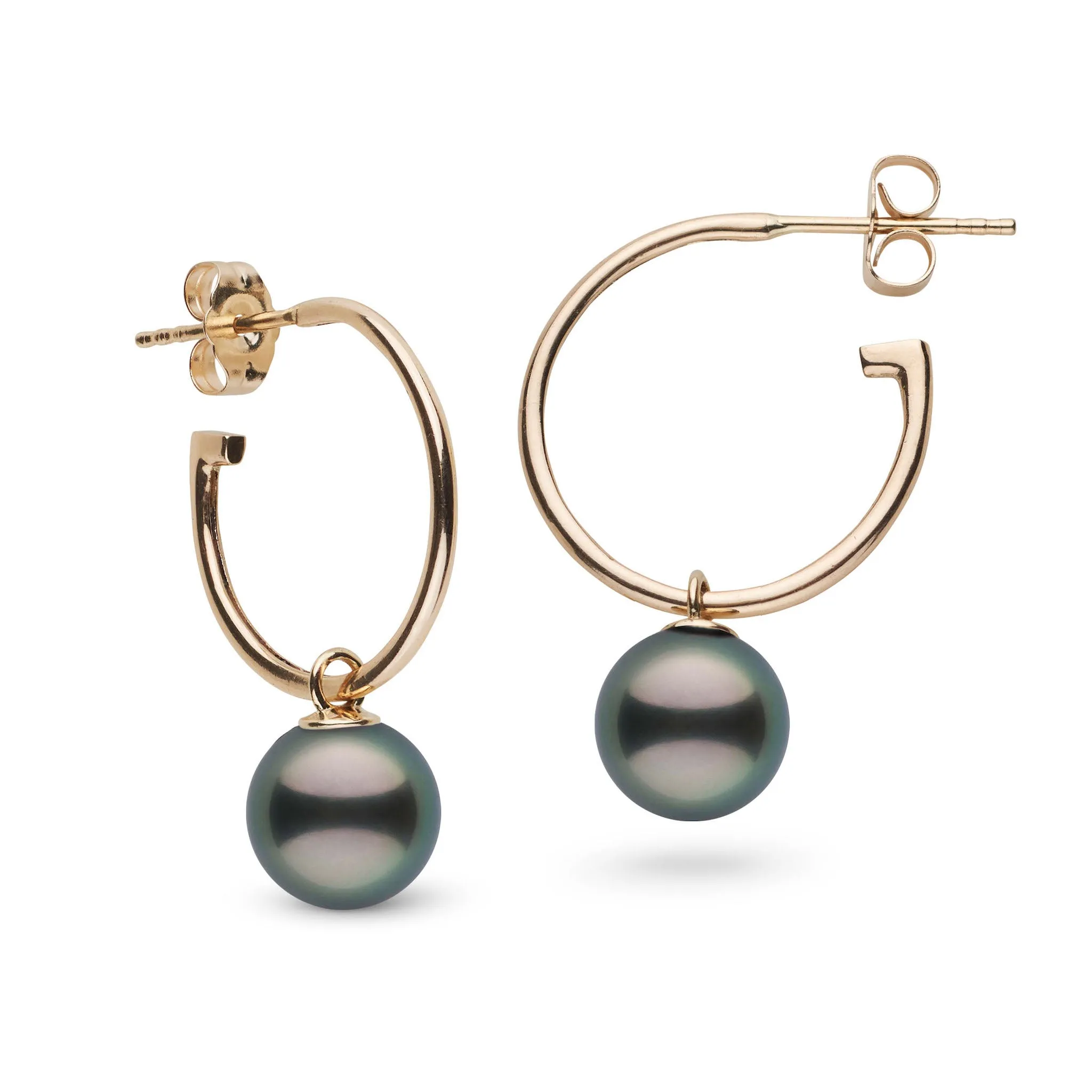 8.0-9.0 mm Tahitian Pearl Charm Hoop Earrings