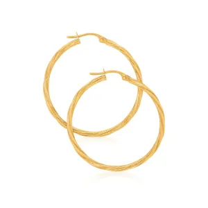 9ct Yellow Gold 30x2 mm Twist  Hoop Earrings