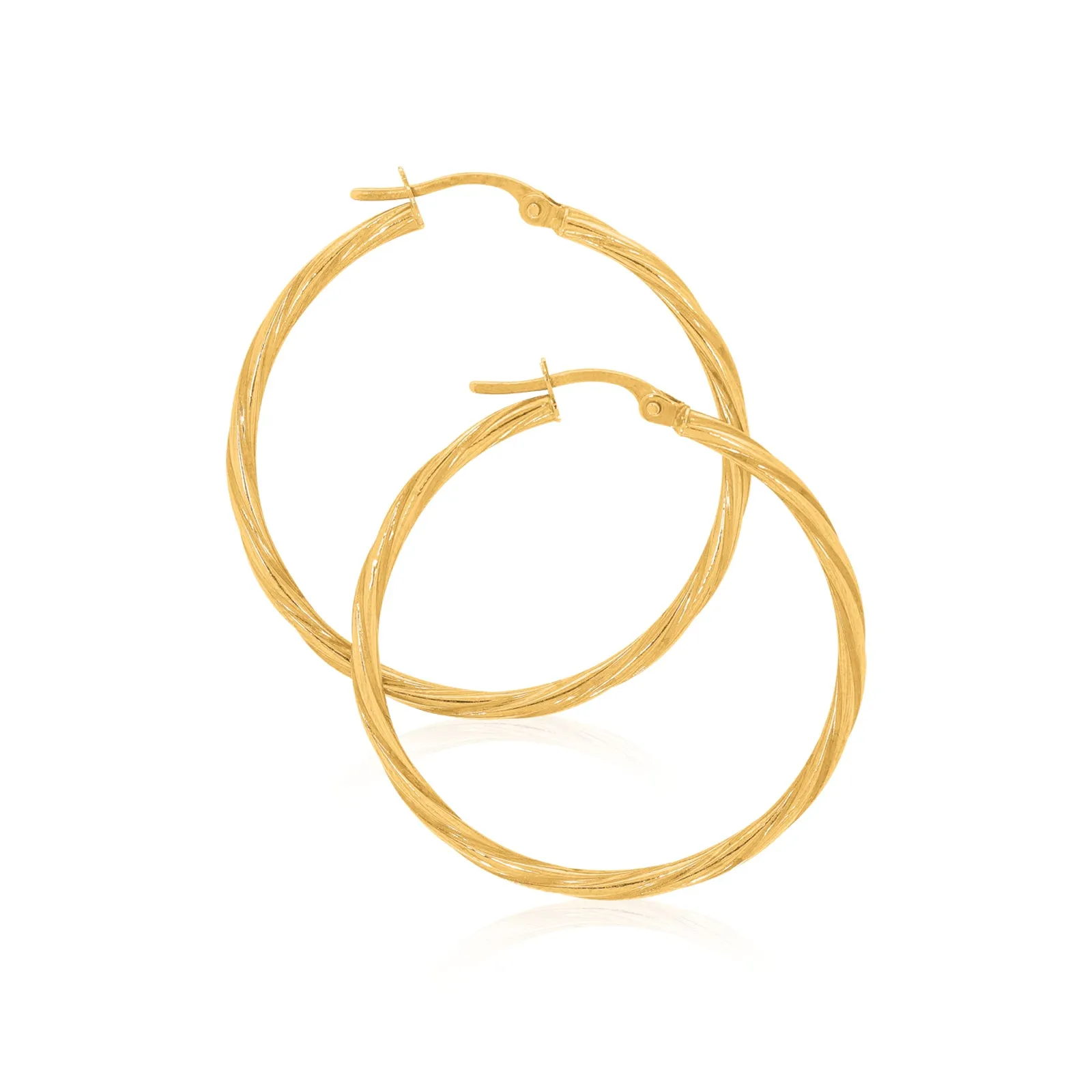 9ct Yellow Gold 30x2 mm Twist  Hoop Earrings