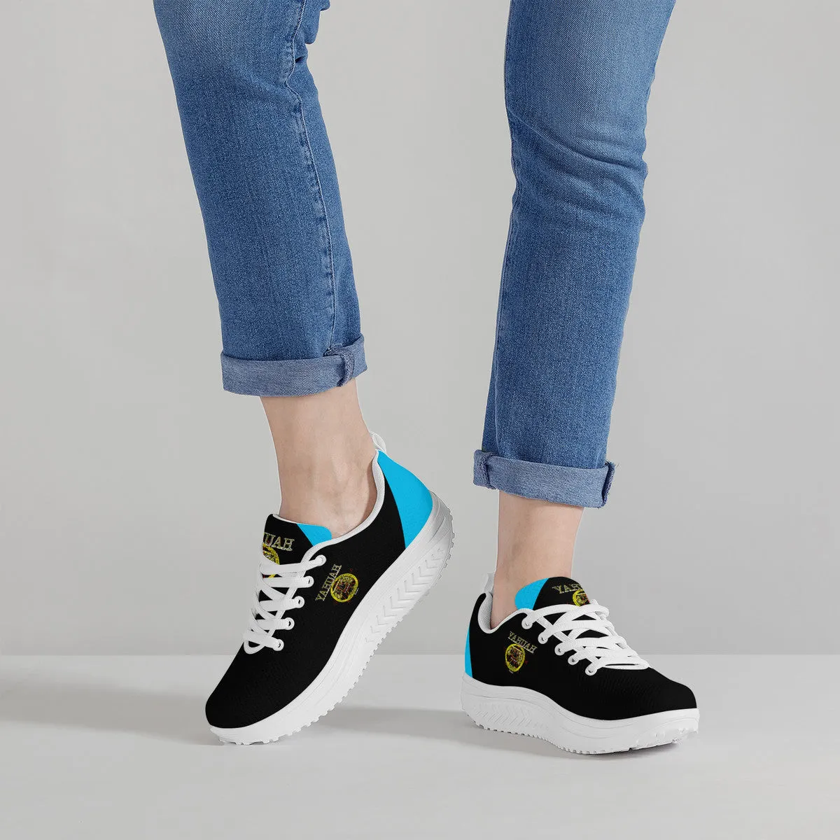 A-Team 01 Blue Ladies Mesh Heightened Rocking Sneakers