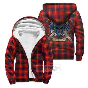 Abernethy Tartan Sherpa Hoodie with Family Crest Celtic Skull Style