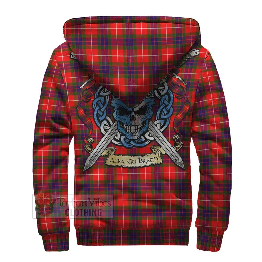 Abernethy Tartan Sherpa Hoodie with Family Crest Celtic Skull Style