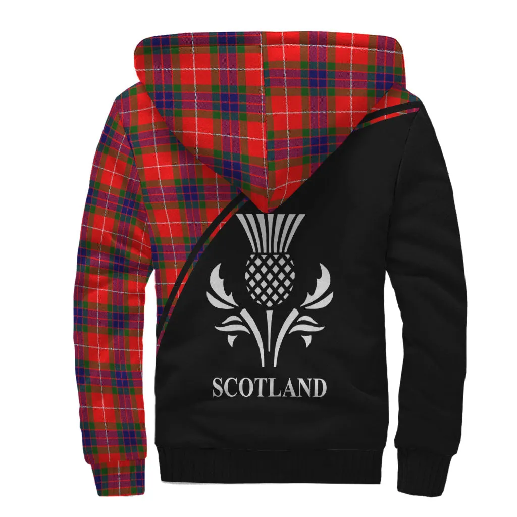 Abernethy Tartan Sherpa Hoodie with Family Crest Curve Style