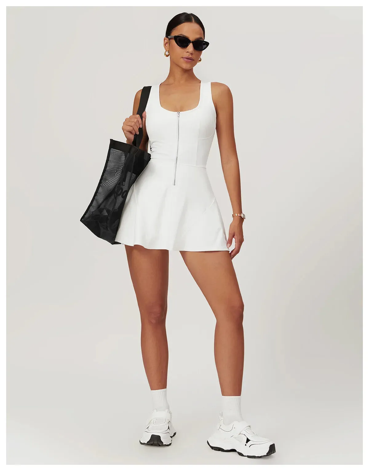 Activewear Zipper Dress with Shorts