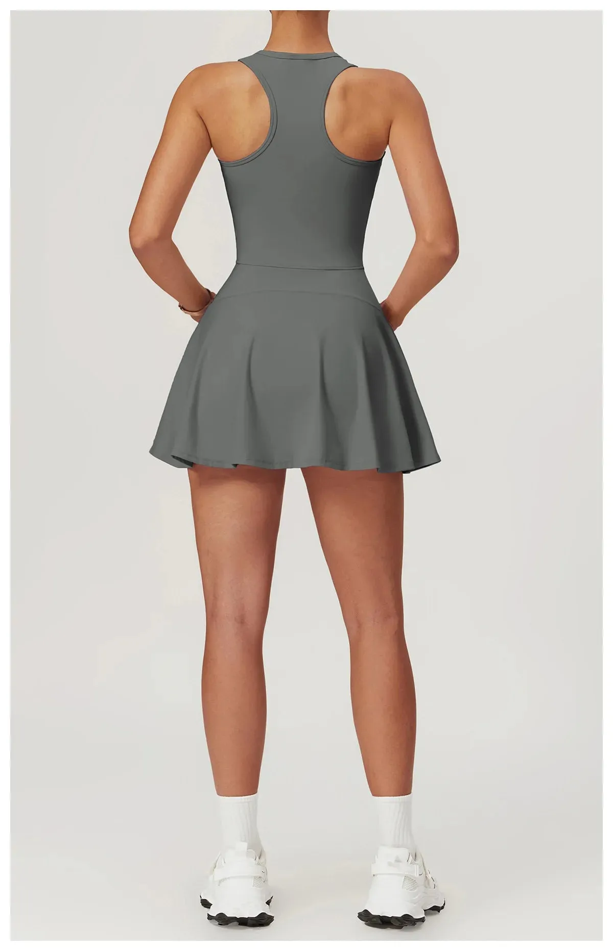 Activewear Zipper Dress with Shorts